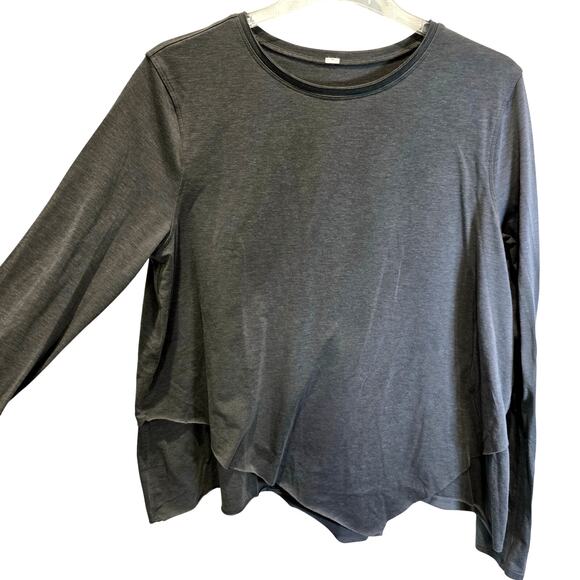Lululemon Sweetest Day Top Long Sleeve Sz M Gray Stretch Layered Knit Jersey - Picture 7 of 13